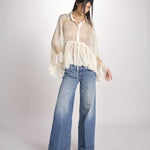 camicia over con pizzo DECCALA IVORY mes demoiselles 