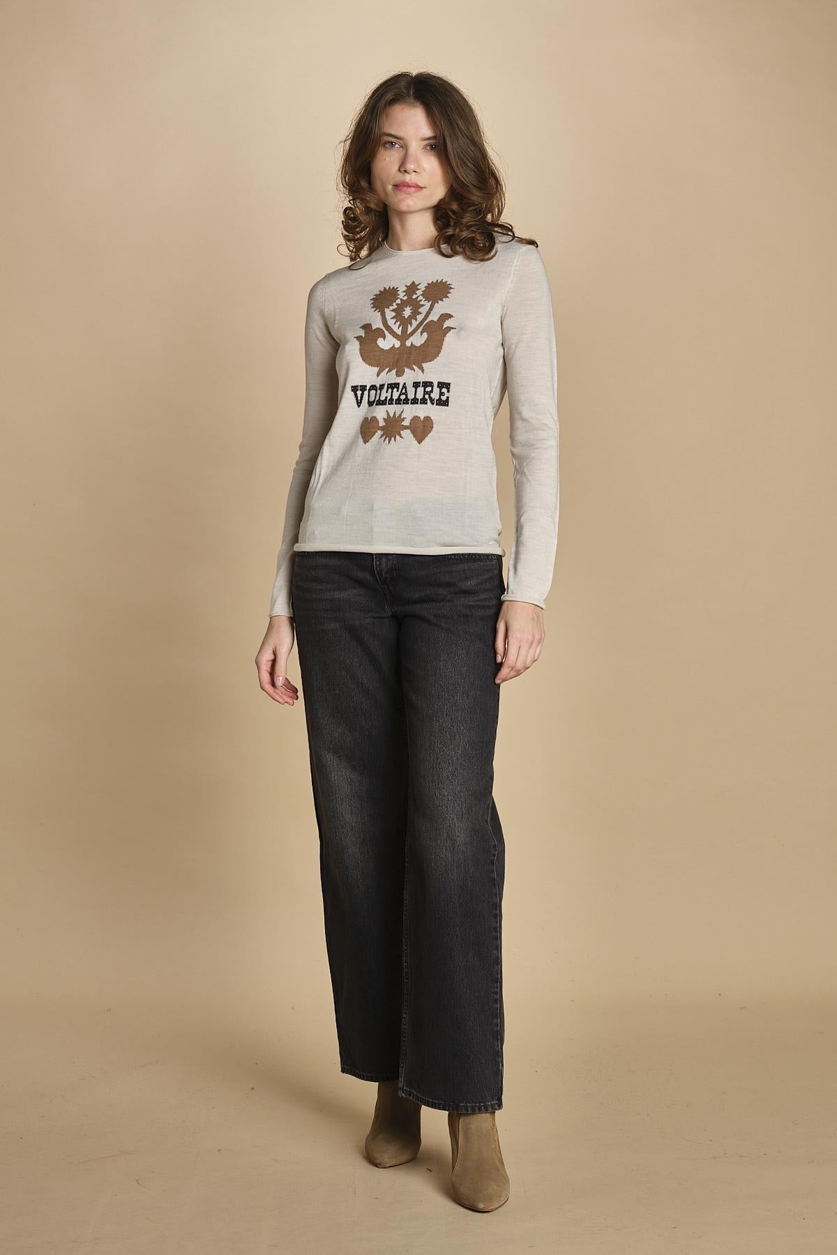 felpa lunga. KWSW02802 ECRU 102 zadig & voltaire 