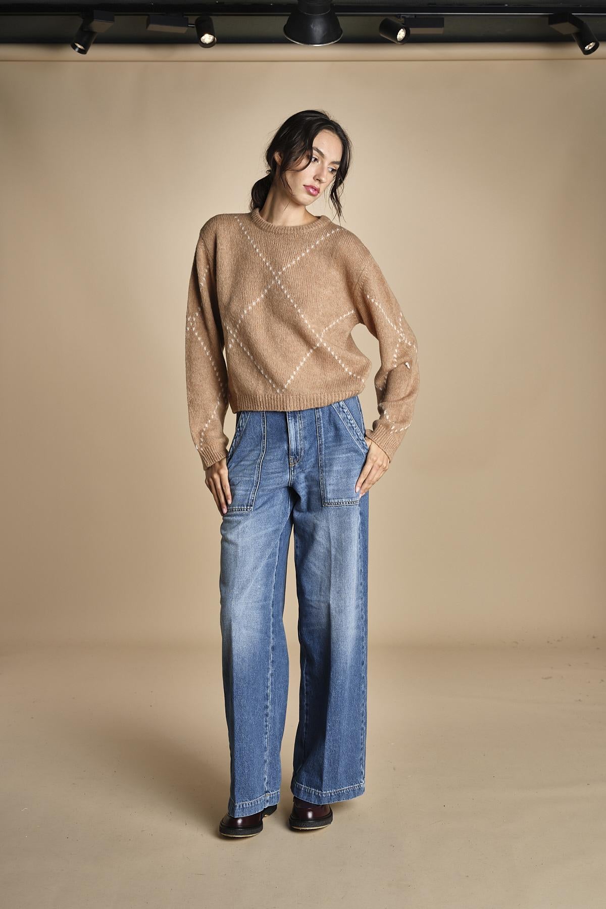 maglia girocollo con rombi CORNELIA CAMMELLO tenne' 