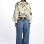 Camicia  KINGSLEY ricamo fiore 091 CREAM sea ny 