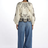 Camicia  KINGSLEY ricamo fiore 091 CREAM sea ny 