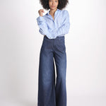 pantalone 4 tasche in misto lino SERENA XJB04 904 DENIM ps don't forget me 