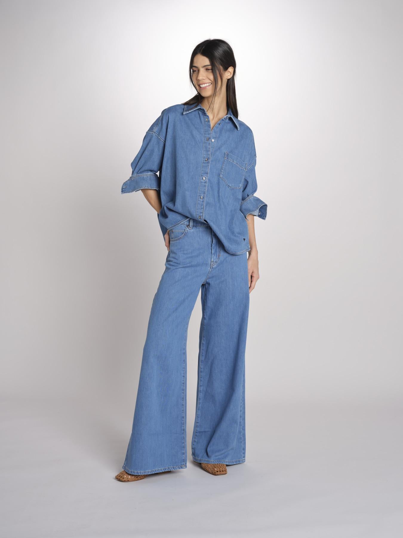 Camicia oversize in denim di puro cotone FOGGIA 2615111011600 002 BLU weekend maxmara 