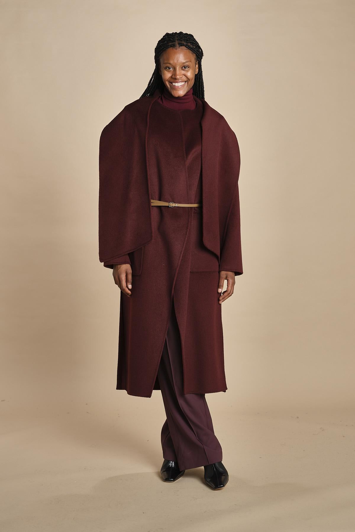 cappotto double con sciarpa VALERAN 5HA28-V01001 BORDEAUX vanessa bruno 