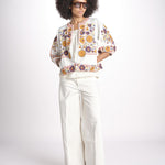 giacca con fiori ricamati GRETA JKT 747215 ECRU MULTI mabe 