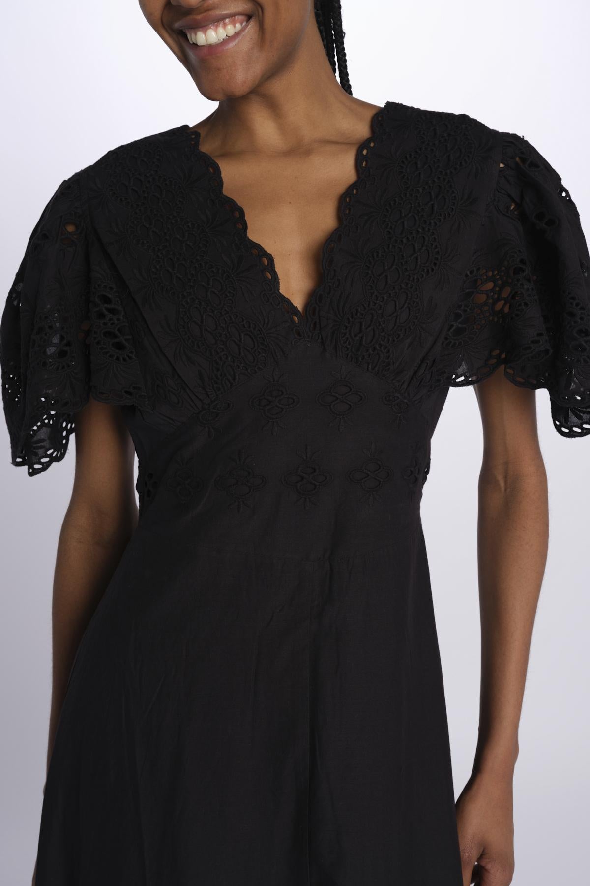 Abito VIVIAN lungo m/c sangallo VIVIAN1LDR BLACK antik batik 