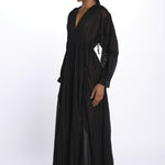 IBIZA maxi abito con scollo e maniche lunghe IBIZA NOIR laraethnics 