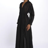 IBIZA maxi abito con scollo e maniche lunghe IBIZA NOIR laraethnics 