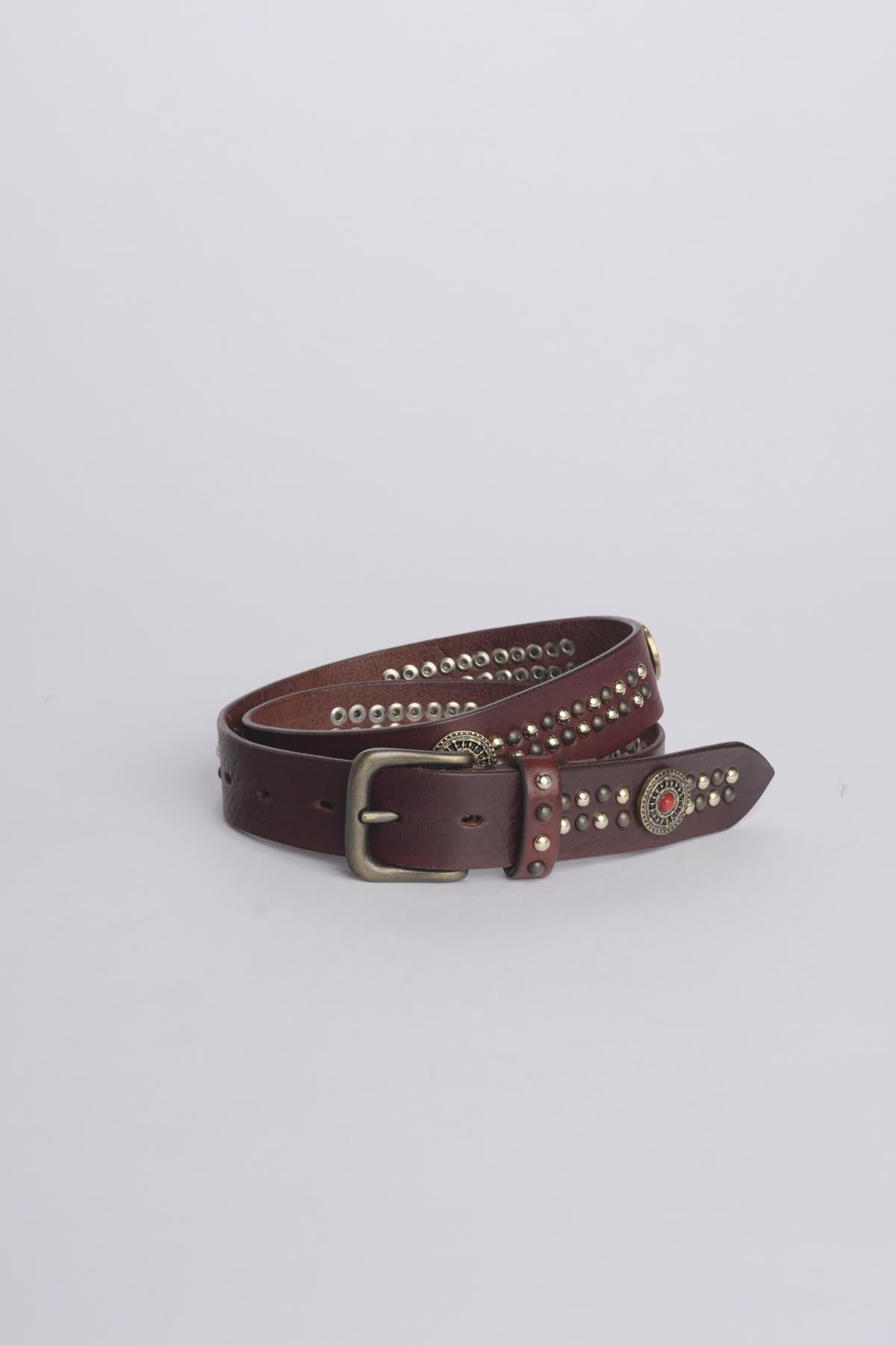 Cintura borchie + perline PV2522 MARRONE milaura 