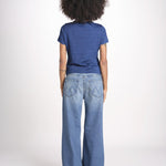 t-shirt girocollo manica corta in cotone organico WTEE03 520 INDIGO merz b 