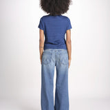 t-shirt girocollo manica corta in cotone organico WTEE03 520 INDIGO merz b 