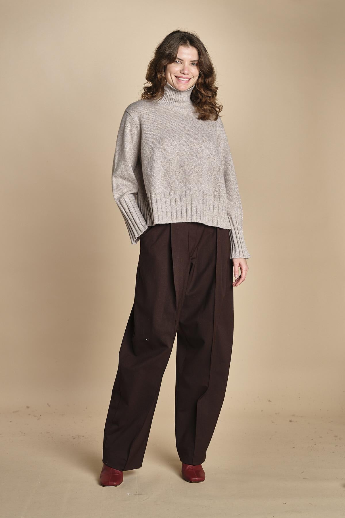 maglia dolcevita in moulinè MIL1 MOULINE 14020 BEIGE milaura 