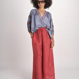 camicia in seta BE25261 GREEN BLU benaras soleil 