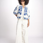 giacca con fiori ricamati GRETA JKT 747215 ECRU mabe 