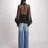 camicia over con pizzo DECCALA BLACK mes demoiselles 