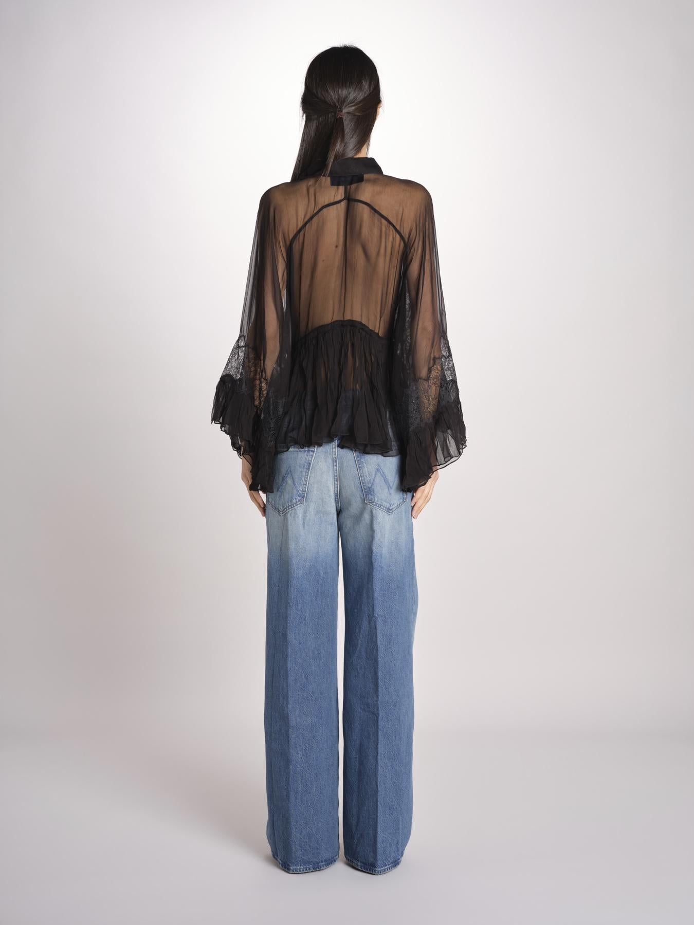 camicia over con pizzo DECCALA BLACK mes demoiselles 