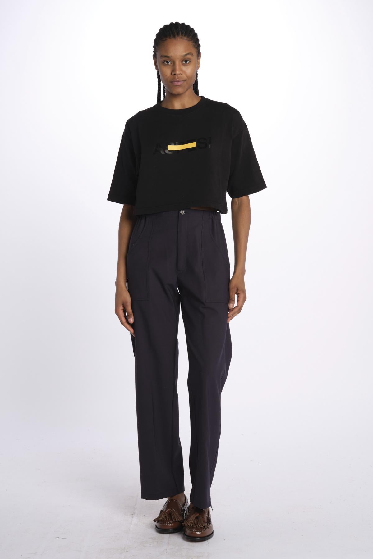 T-Shirt cropped logo Z500 NERO aspesi 