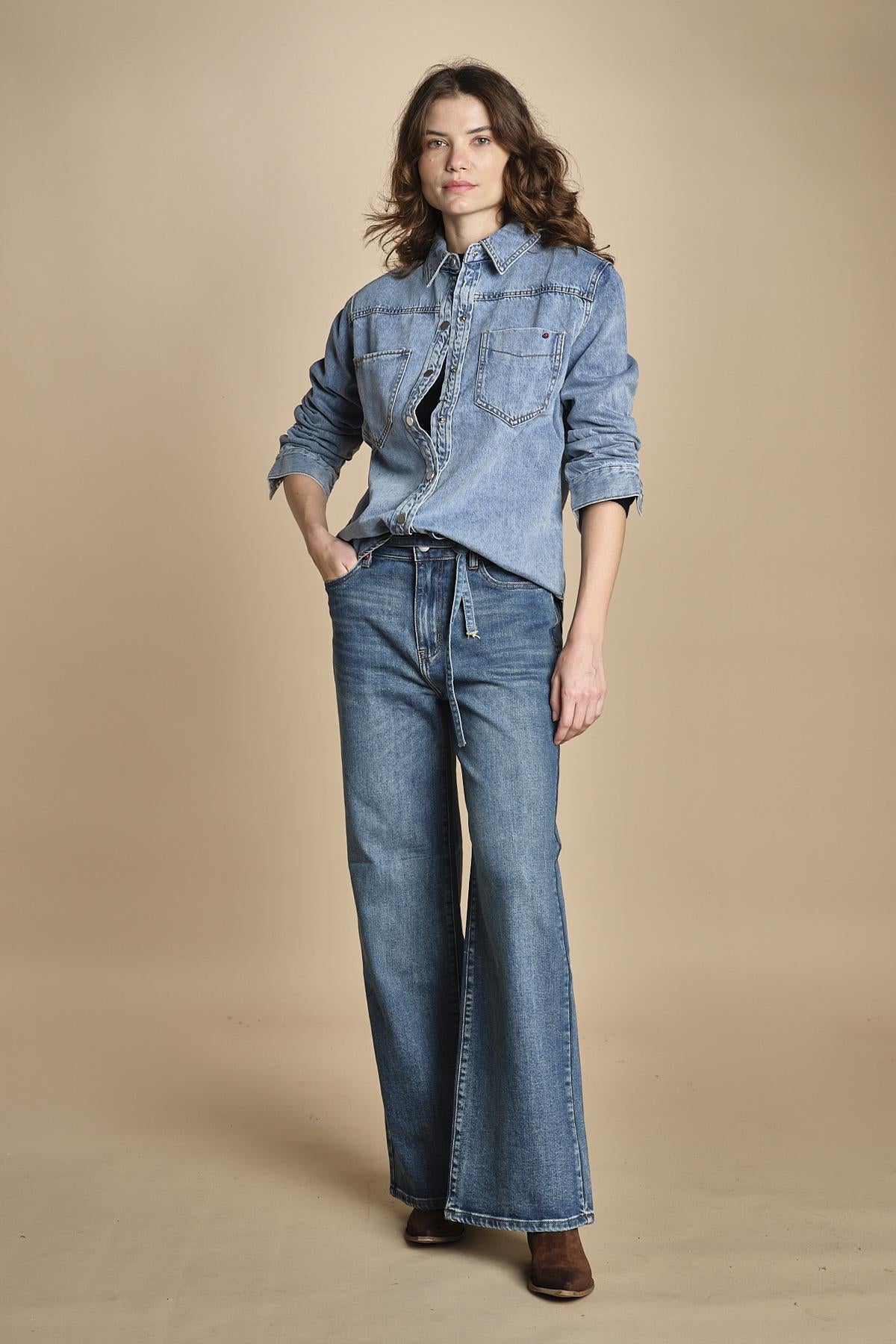 camicia in denim SOFIA BLUE fam 