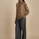 camicia over in lana merino MIL LAU20 E18106 TABACCO milaura 
