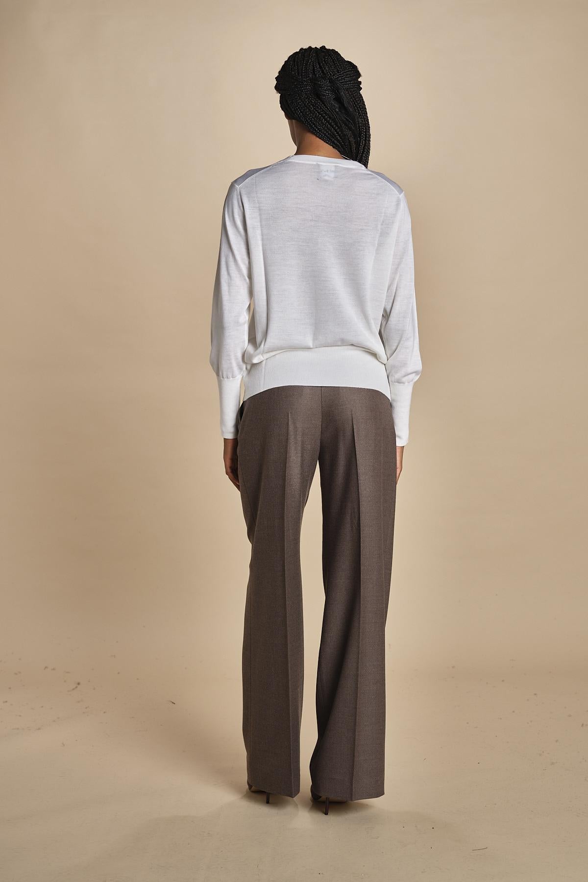 girocollo over in lana merino MIL LAU5BIS E14031 BIANCO milaura 