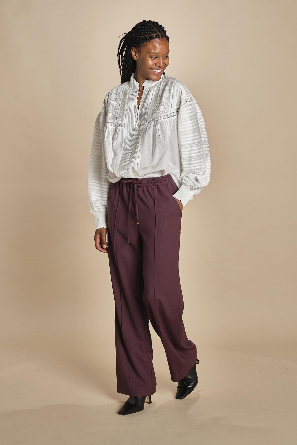 CLIFF pantalone con coulisse tela lana 5EVA01-V04013 BORDEAUX vanessa bruno 