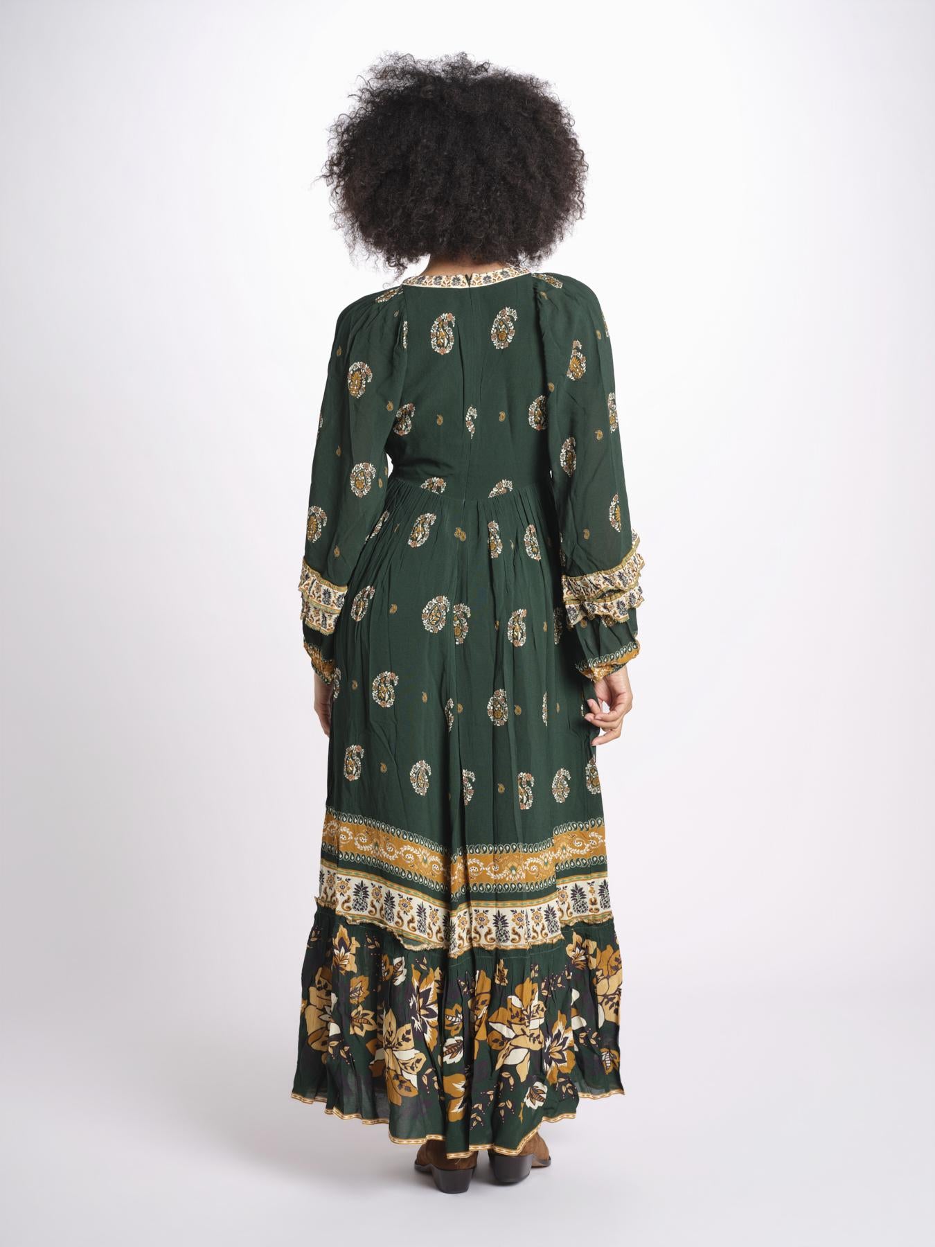 abito lungo stampa paisley 351135 AYLA GREEN 26009 farm rio 