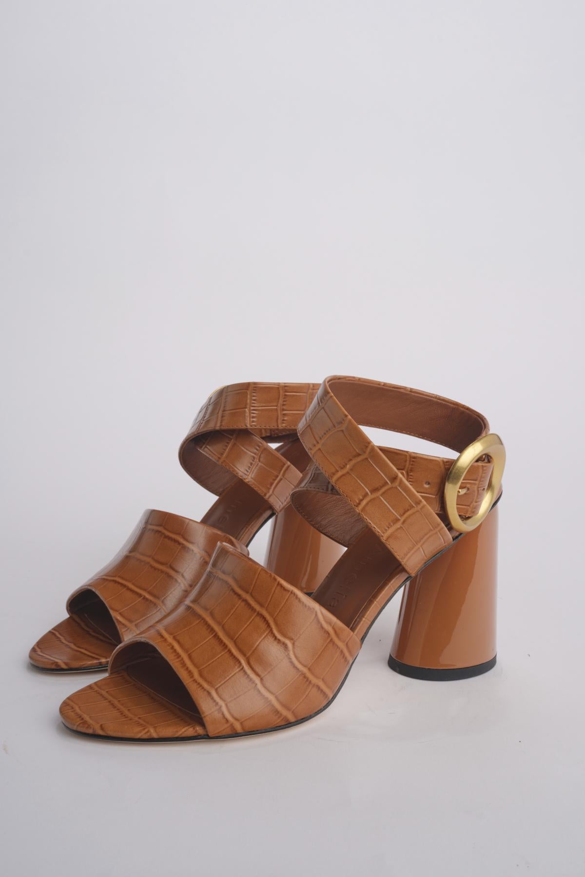 Sandalo ALLEGRA 90 MULE tacco largo F819CRC CAMEL studio AMELIA 
