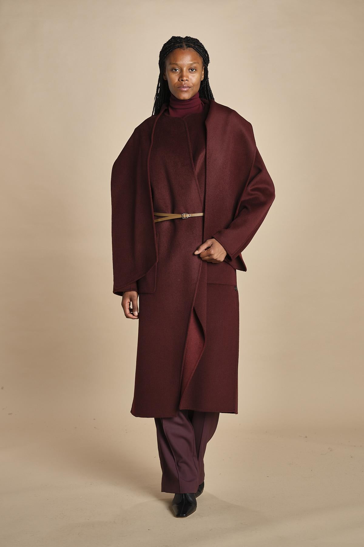cappotto double con sciarpa VALERAN 5HA28-V01001 BORDEAUX vanessa bruno 