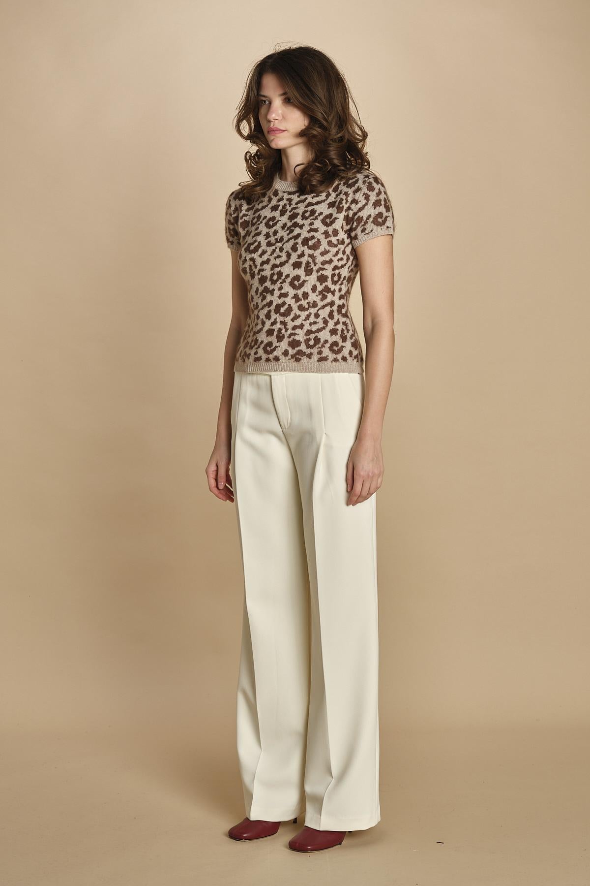 maglia manica corta  maculata 32019-355 BEIGE.MORO federica tosi 