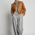 giacca in pelle beige GRANT MARRONE masscob 