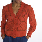 Cardigan FLORAL ORANGE cotone pizzo 332360 ORANGE farm rio 
