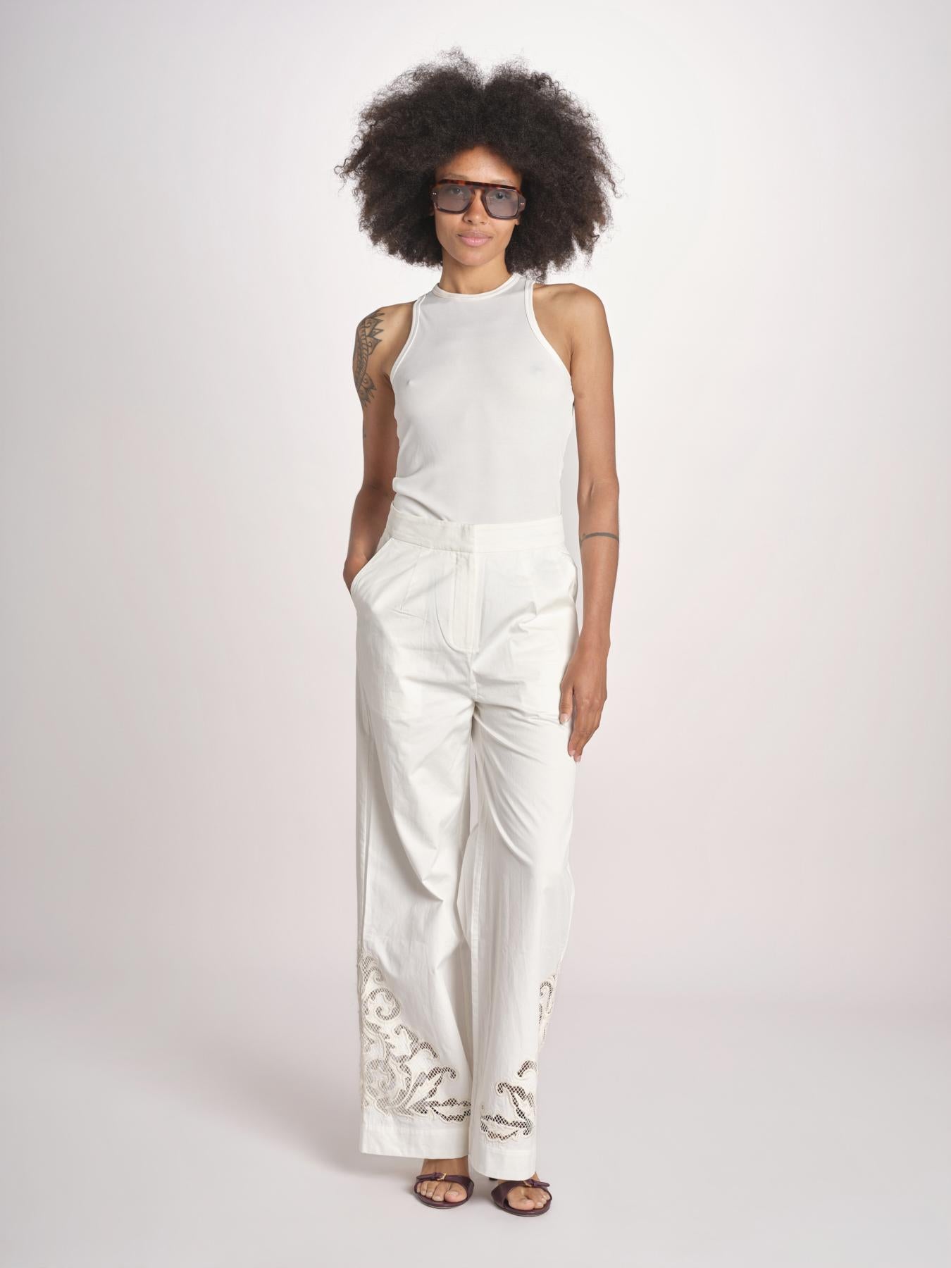 pantalone con intarsio VEMOZA PAPYRUS scarlett poppies 