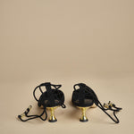decolté in suede con lacci alla caviglia ODESSA 50 F887SDE BLK studio AMELIA 