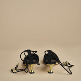 decolté in suede con lacci alla caviglia ODESSA 50 F887SDE BLK studio AMELIA 