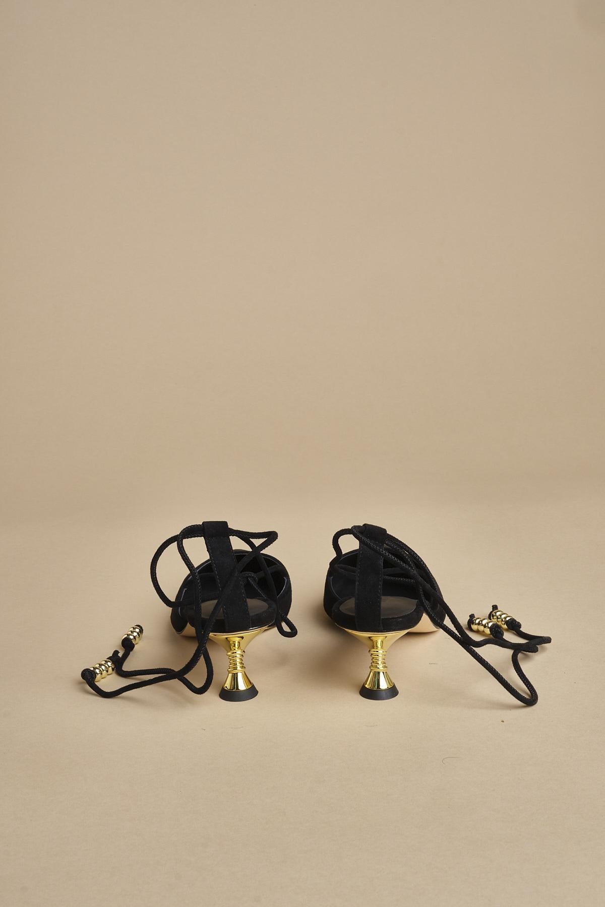 decolté in suede con lacci alla caviglia ODESSA 50 F887SDE BLK studio AMELIA 