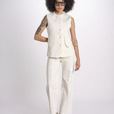 gilet con tasche MARIANNE 25S4TOP81 ECRU destree 
