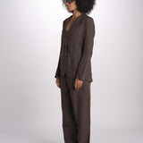 blazer due bottoni in lino LIVI STRUCURELINEN BROWN true avenue 