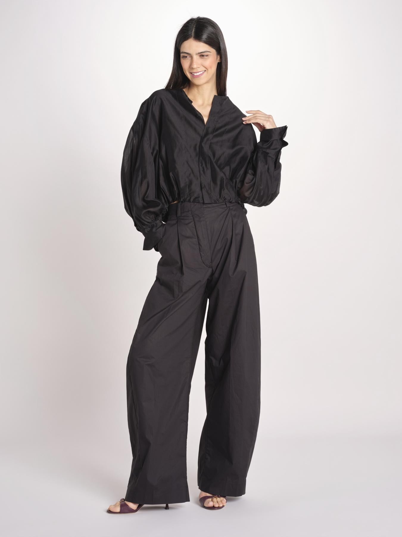 camicia in mussola con manica a sbuffo DIANA 4007 T0161 BLACK T0002 the latest 