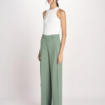 pantalone con due pinces in lino VELIERO 2615131092600 007 VERDE weekend maxmara 