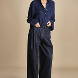 camicia da uomo in voille lana DANY NAVY BLUE true avenue 