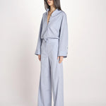 pantalone dritto con elastico in popeline ASTRID STRO07 CELESTE nine in the morning 