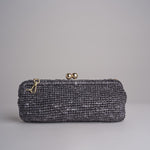 clutch lunga in paglia CORA CROCHET W11 NERO via mail bag 