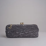 clutch lunga in paglia CORA CROCHET W11 NERO via mail bag 