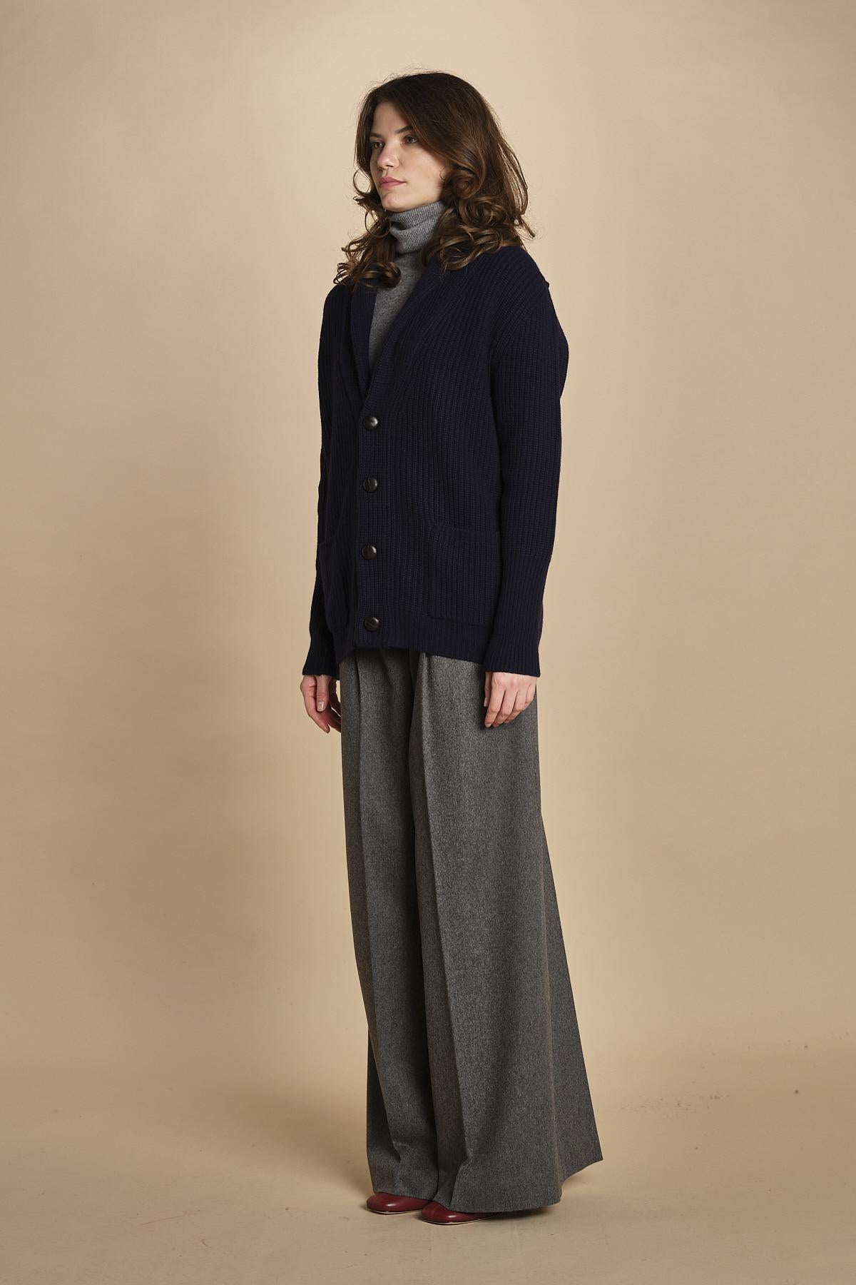 cardigan collo a scialle D251016S 9574 BLU milaura 