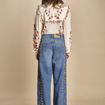 denim con borchie 3DETAIL STUDS PANT 40607 L0034 farm rio 