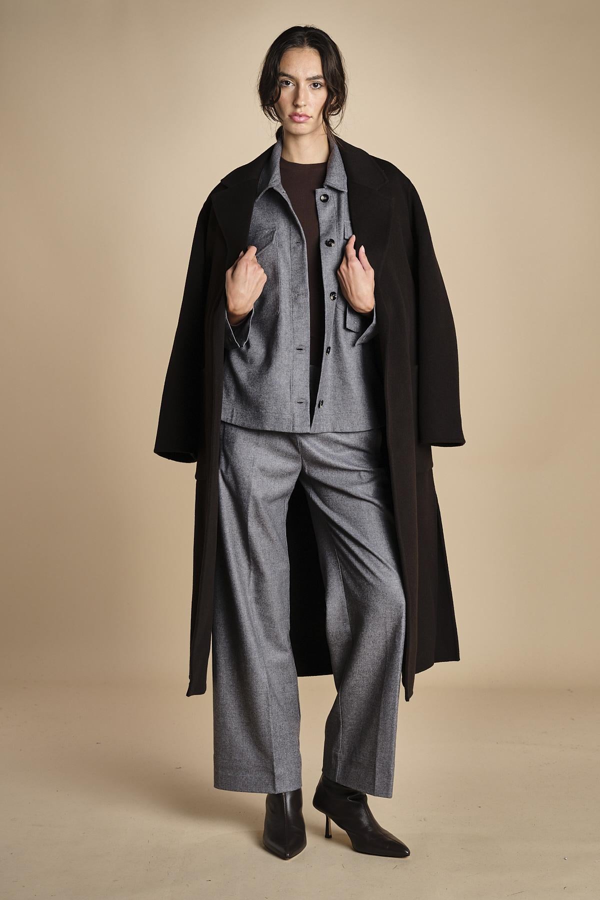 camicia in  flanella con tasche POLINE GREY true avenue 