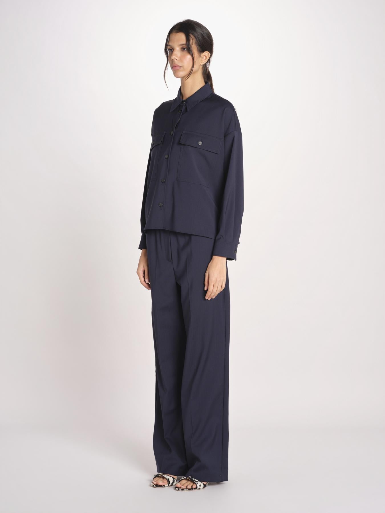 Giacca a camicia in tela di pura lana stretch MULINO 2615041021600 001 BLU weekend maxmara 