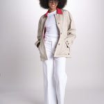 giacca sahariana con colletto in contrasto 16V525CO574 P150 BEIGE ines de la fressange 