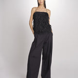 pantalone con pinces in popeline B043-0187-9000 NERO n21 