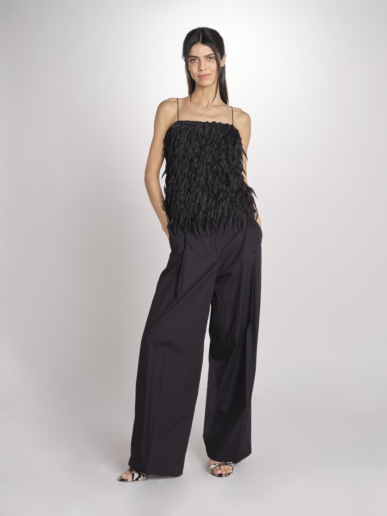 pantalone con pinces in popeline B043-0187-9000 NERO n21 